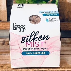 NWT L'eggs NUDE Q Silken Mist Control Top Silky Sheer Leg Pantyhose Tights